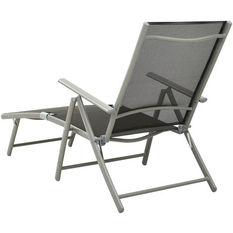 Chaise pliante alu anthracite textilène gris argent Cassis