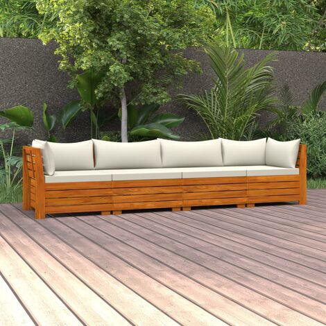 Canapé de jardin relax en acacia avec coussins