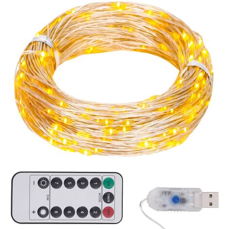 Guirlande lumineuse USB 15 ovales métalliques blanches LED blanc chaud