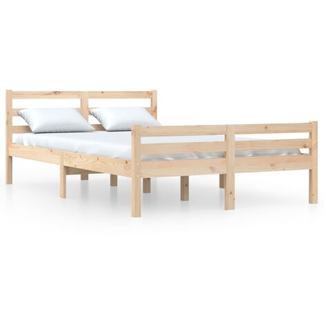 TRU Cadre de Lit pour Matelas 140 x 190 cm, Lit 1 Personne en Bois