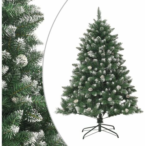 Sapin de Noël Artificiel Demi Arbre Mural 210 cm 150 LED Lumières Blanc  Chaud 450 Pointes de Branches Support en Métal