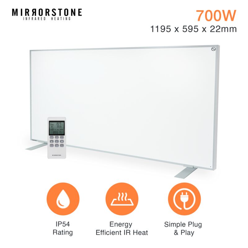 700W NXT Portable Remote Controllable Electric Infrared panel Heater (Feet  Included)