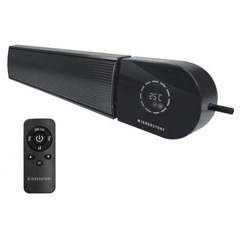Mirrorstone 2400W Ionis Wi-Fi Remote Far Infrared Bar Heater Black ,Wall and Ceiling Mounted