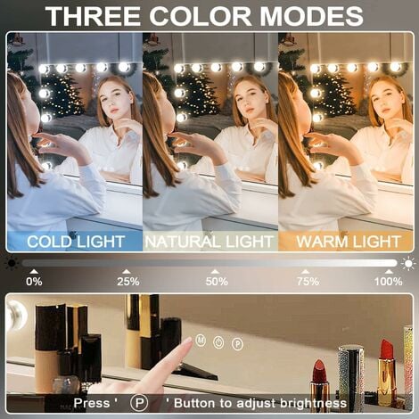 Puluomis LED Miroir de Maquillage 58x45cm Hollywood 15 lumières avec Ecran Tactile & Loupe de Grossissant 10X
