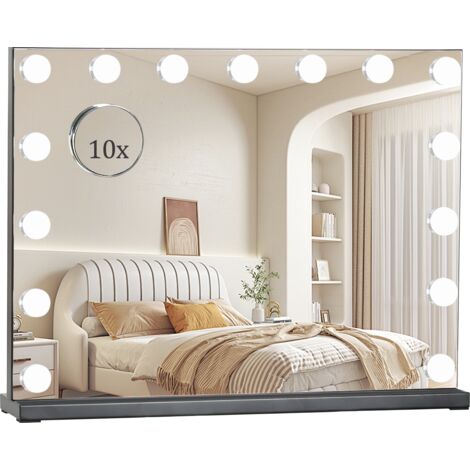 Miroir De Maquillage Lumineux Hansong - 9 LED, Rotation 360°, Miroir Grossissant 10x - Branchement Prise