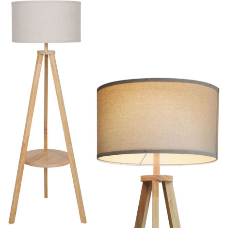 Puluomis Lampadaire, intérieur E26 pour chambre à coucher, salon, étagère en bois, beige, 150 cm