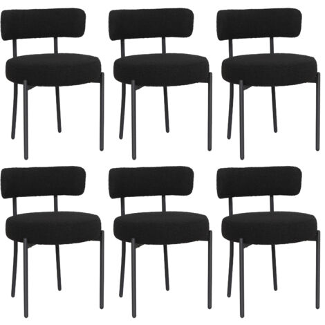 Puluomis – Lot de 6 chaises de salle à manger en velours noir – Rembourrage en mousse haute densité – Pieds en métal réglables – Design moderne (1/5)