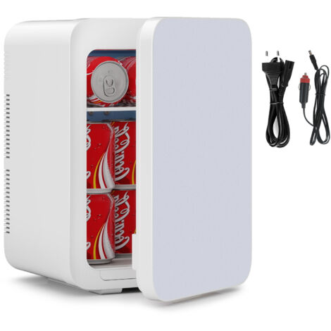 Puluomis Mini-réfrigérateur 20 L, Refroidissement et chauffage, mini frigo électronique portable, 220 V/12 V, avec poignée, double étagère, pour la cuisine, les bars, les bureaux et le camping - Blanc