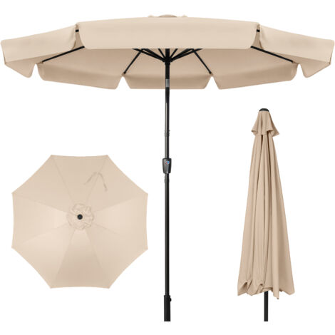 Puluomis Parasol droit rectangulaire - 3M - UPF30 +-mât central en aluminium orientable et manivelle d'ouverture- Beige (1/5)