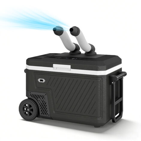 Puluomis– Réfrigérateur de voiture portable 45 L – Plage de température -20 ℃ à 20 ℃ – Double zone – Écran tactile intelligent – Grande capacité-12/24V CC, 100-240V CA-Roues-Ventilateur à double sorti