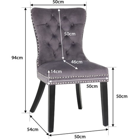 Puluomis Lot de 6 chaises en velours pour salle à manger chaise de loisirs Capitonnée en gris