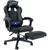Puluomis Chaise Gamer Chaises de Bureau à haut Dossier avec Repose-pieds et Support Lombaire et massage -Noir