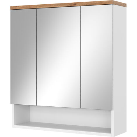 Badspiegelschrank Eden, Weiß, 70 x 77.5 cm mit 3 Türen, Vicco