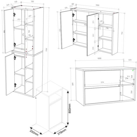 Badmöbel Set Viola, Anthrazit, 4 Teile, Vicco