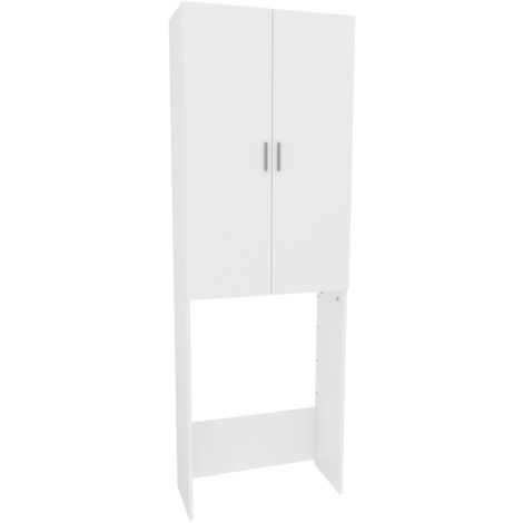 Waschmaschinenschrank Martha, Weiß, 64 x 190 cm mit 2 langen Türen, Vicco