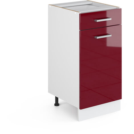 Unterschrank R-Line, Bordeaux Hochglanz, 40 cm mit Schublade, ohne Arbeitsplatte, Vicco