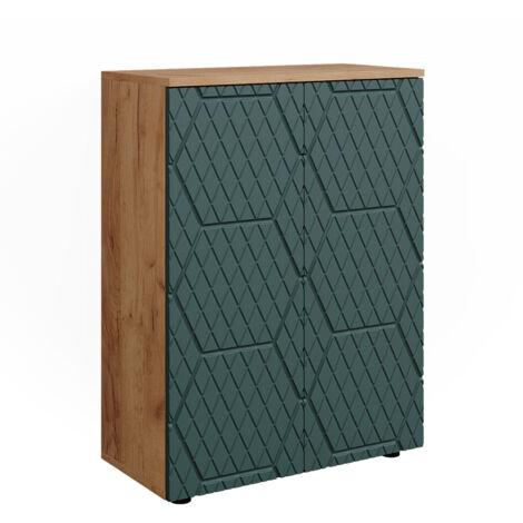 Midischrank Irma, Grün/Goldkraft Eiche, 60 x 81 cm, Vicco