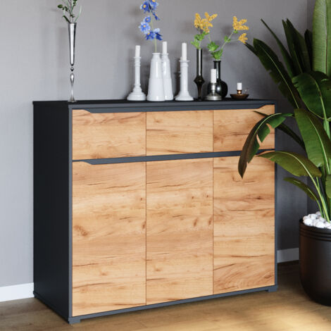 Kommode Ruben, Goldkraft Eiche, 120 x 101.6 cm mit Schubladen, Vicco