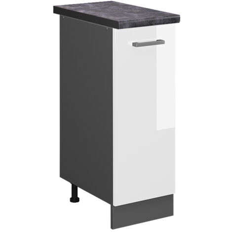 Unterschrank R-Line, Weiß Hochglanz, 30 cm , AP Anthrazit, Vicco