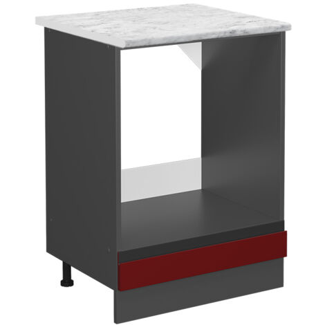 Herdumbauschrank R-Line, Rot, 60 cm AP Marmor, Vicco