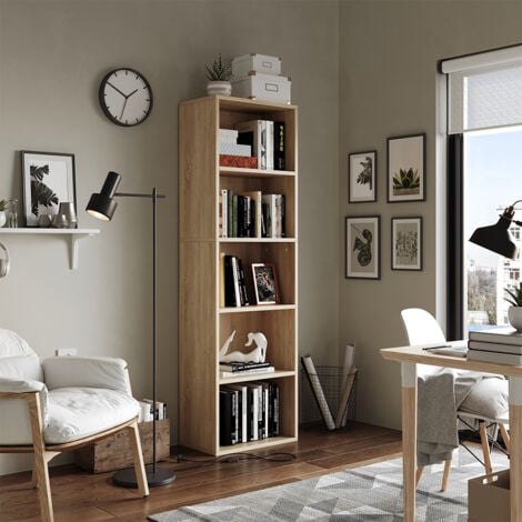 Vicco Bücherregal Tetrix Weiß 40x140cm - Regal Mit 5 Fächern Für Bücher & Deko