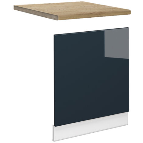 Frontblende Fame-Line, Dunkelblau Hochglanz, 60 cm, AP Eiche, Vicco