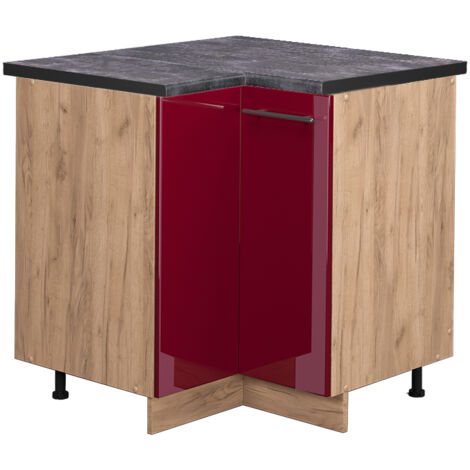 Eckunterschrank Fame-Line, Bordeaux Hochglanz, 80.5 cm, AP Anthrazit, Vicco