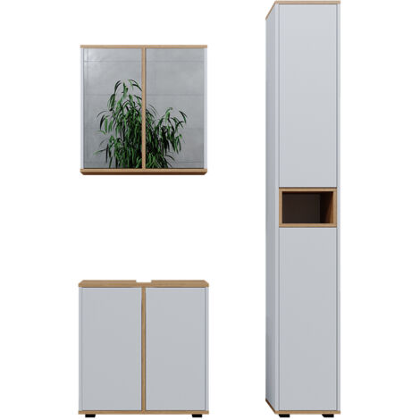 Badmöbel-Set Didi, Weiß/Artisan, 3 Teile mit Hochschrank, Vicco (1/5)