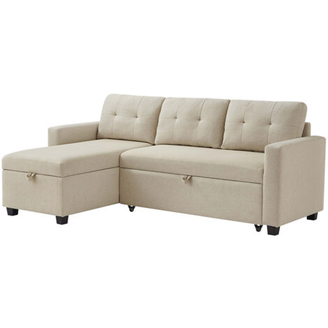 Sofa L-Form Campina, Beige, 226 x 163 cm mit Schlaffunktion, Vitalispa