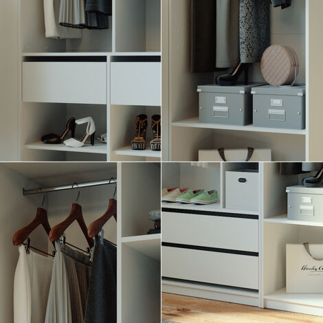 Kleiderschrank Elmo, Weiß, 100 x 200 cm 3er Set, Vicco