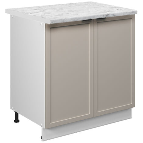 Spülenunterschrank Fame-Line, GrauBeige, 80 cm mit Regal, AP Marmor, Vicco (1/5)