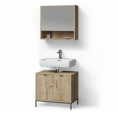Badmöbel-Set Niko, Anthrazit/Viking Oak, Mit Spieg Produktbild-Vorschau 10