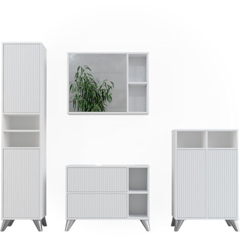 Vicco Badmöbel-Set Leano - 80cm Anthrazit/Bergeiche Set 2