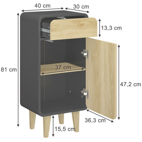 Nairobi - Kledingkast 2-deurs - Antraciet/eiken - 105x51x200 cm