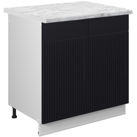 Spülenunterschrank Fame-Line, Schwarz gestreift, 80 cm , AP Marmor, Vicco (1/5)
