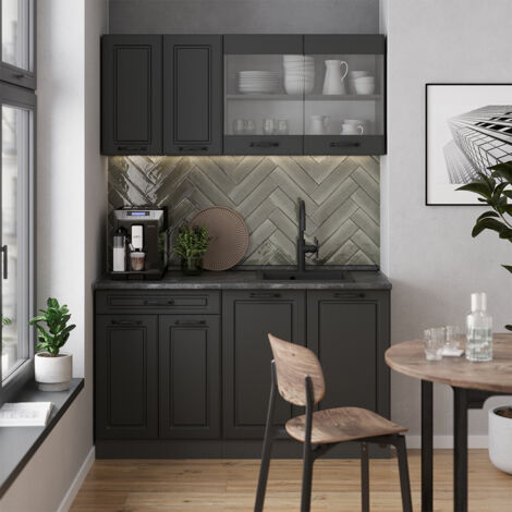 Vicco KÜCHENZEILE R-Line Anthrazit Landhaus/Anthrazit 300 Cm Mit Hochschrank, Ohne Arbeitsplatte Online Entdecken