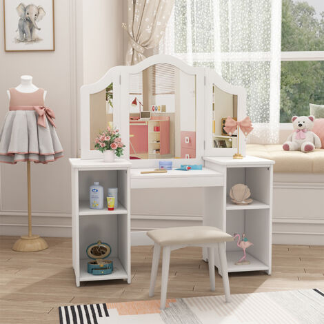 Schminktisch für Kinder Estella Branco 105x117.9 cm Com espelho Vicco | 406673144993409