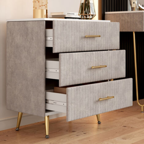 Kommode Velia, Grau, 70 x 78.5 cm mit 3 Schubladen, Vicco