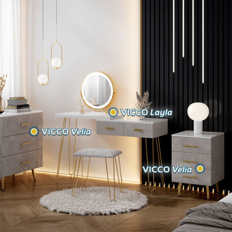Nachttisch Grau 2er Set