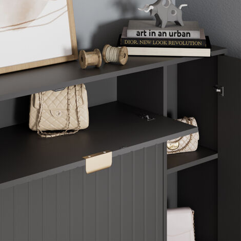 Schuhschrank Helge, Schwarz, 108 x 107.5 cm, Vicco