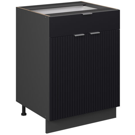 Küchenschränke Fame-Line, Schwarz gestreift, 60 cm mit Schublade, ohne Arbeitsplatte, Vicco