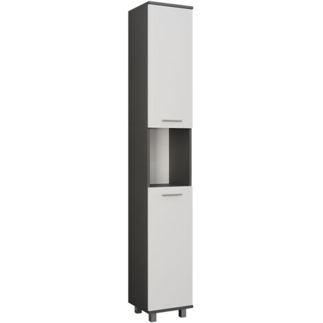 Hochschrank Ilias, Anthrazit/Weiß, 30.2 x 190 cm mit 2 Türen, Vicco (1/5)