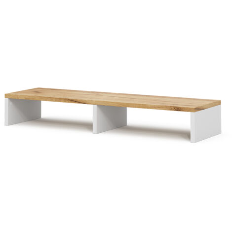 Monitorständer Tomy, Weiß/Goldkraft Eiche, 80 x 12 cm, Vicco