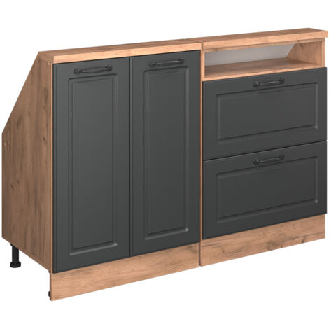 Dachschrägenschrank Rion, Goldkraft Eiche/Anthrazit Landhaus, 2er Set, Vicco