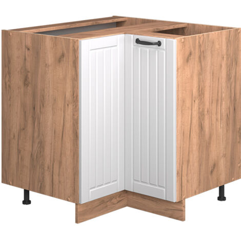 Eckunterschrank Fame-Line, Weiß Landhaus, 80.5 cm , AP Marmor, Vicco (1/5)