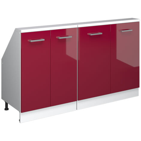 Dachschrägenschrank Rion, Weiß/Bordeaux Hochglanz, 2er Set, Vicco