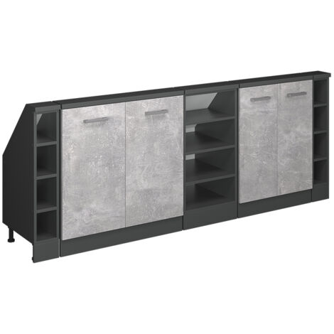 Dachschrägenschrank-Set Rion, Beton/Anthrazit, 5er Set, Vicco