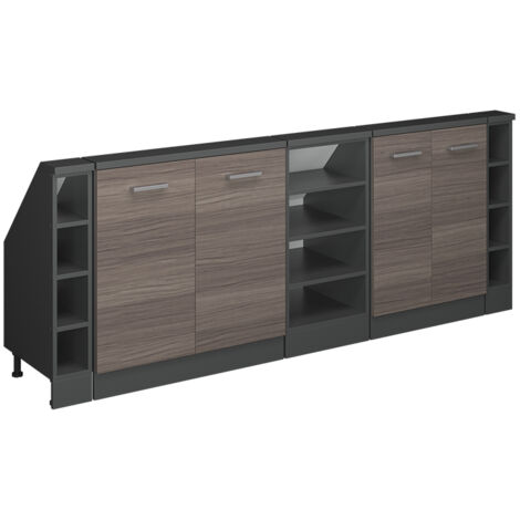 Dachschrägenschrank-Set Rion, Edelgrau/Anthrazit, 5er Set, Vicco