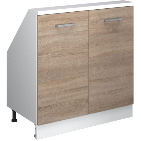 Dachschrägenschrank Rion, Sonoma/Weiß, mit 2 Türen, Vicco