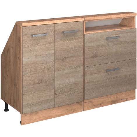 Dachschrägenschrank-Set Rion, Sonoma/Goldkraft Eiche, 2er Set, Vicco